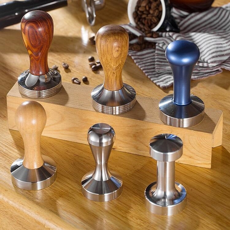 Stainless Steel Solid Wood Handle Integrated Coffee Powder, Specification:58mm, Color:Aluminum Integration - free shipping - PMC TechLife - Order now!