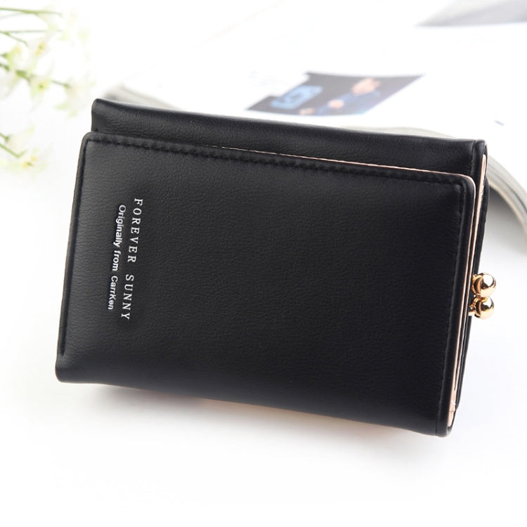 Short Wllet Lady Small Wallet Multi-Card Three Fold(Black) - Wallets by PMC TechLife | Online Shopping South Africa | PMC TechLife | Buy Now Pay Later Mobicred