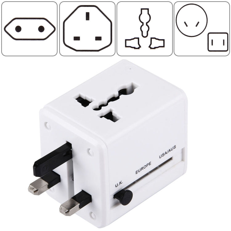 World-Wide Universal Travel Concealable Plugs Adapter with & Built-in Dual USB Ports Charger for US, UK, AU, EU(White) - Plug Adaptor by PMC Jewellery | Online Shopping South Africa | PMC Jewellery | Buy Now Pay Later Mobicred