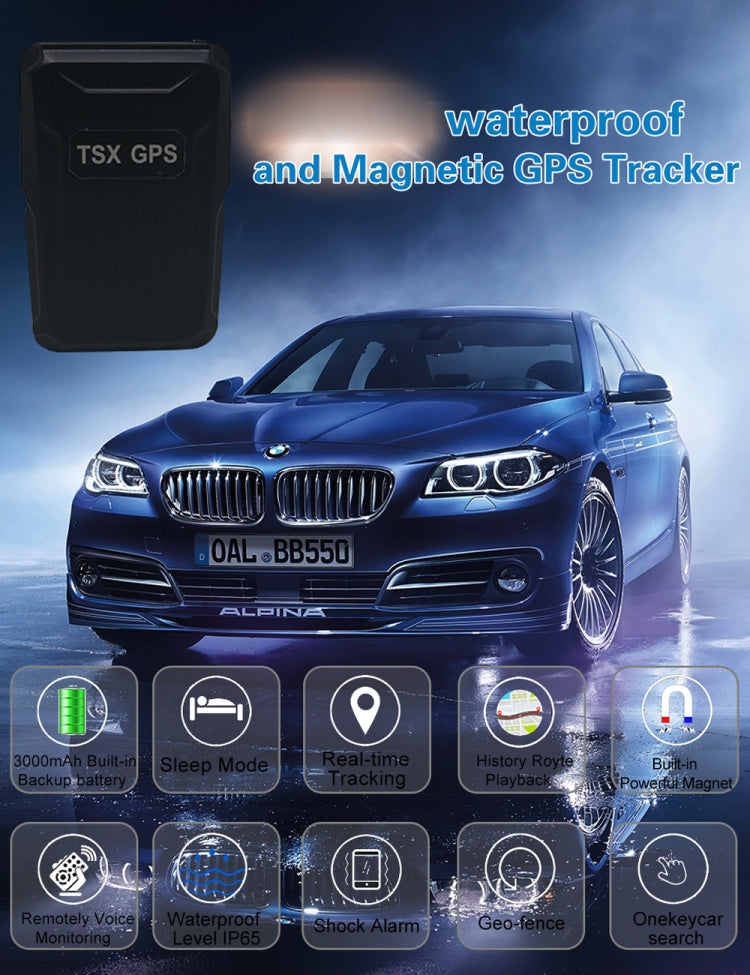 KH-X1 Mini Waterproof Magnetic GPS / GSM / GPRS Quad Band Realtime Car Tracker, Built-in Long Life Battery, Shark Alarm, Movement Alarm, Remotely Voice Monitor, Geo-fence(Black) - Car Tracker by PMC Jewellery | Online Shopping South Africa | PMC Jewellery | Buy Now Pay Later Mobicred