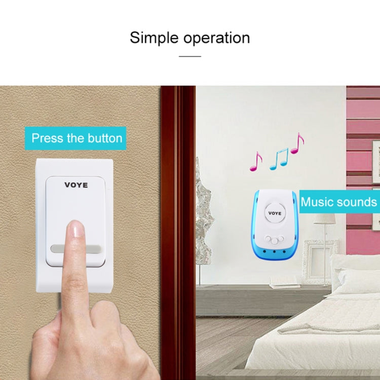 VOYE V009B Home Music Remote Control Wireless Doorbell with 38 Polyphony Sounds, US Plug (White) - Wireless Doorbell by VOYE | Online Shopping South Africa | PMc TechLife | Buy Now Pay Later Mobicred