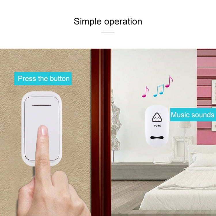 VOYE V025F Home Music Remote Control Wireless Doorbell with 38 Polyphony Sounds, US Plug(White) - Wireless Doorbell by VOYE | Online Shopping South Africa | PMc TechLife | Buy Now Pay Later Mobicred
