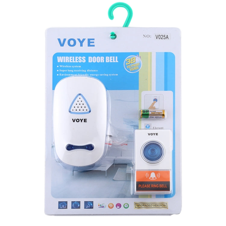 VOYE V025A Home Music Remote Control Wireless Doorbell with 38 Polyphony Sounds, US Plug (White) - Wireless Doorbell by VOYE | Online Shopping South Africa | PMc TechLife | Buy Now Pay Later Mobicred