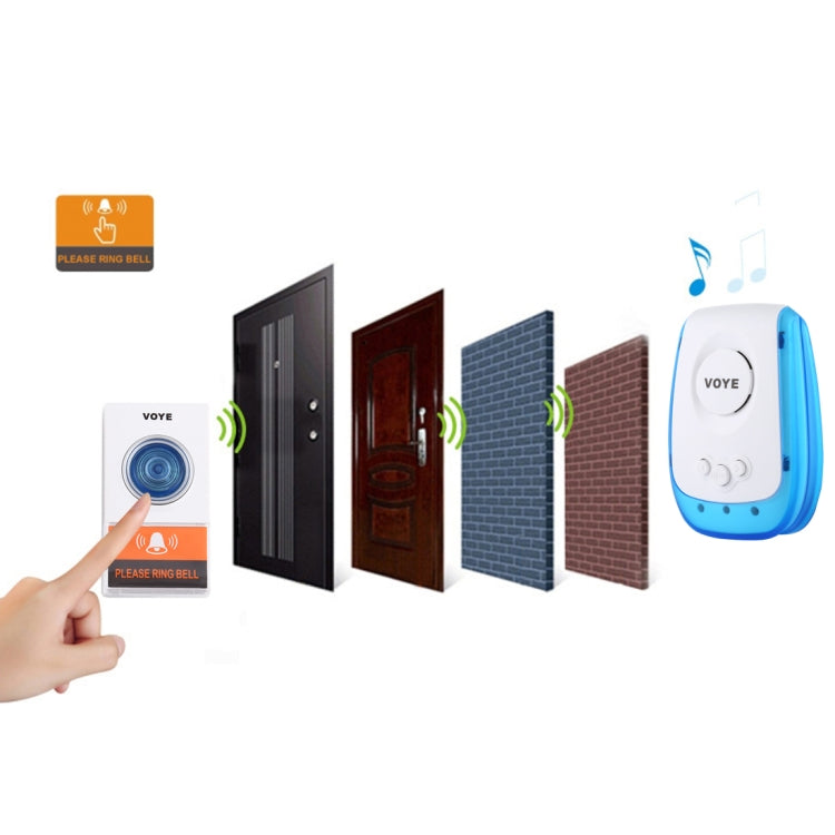 VOYE V009A Home Music Remote Control Wireless Doorbell with 38 Polyphony Sounds, US Plug (White) - Wireless Doorbell by VOYE | Online Shopping South Africa | PMc TechLife | Buy Now Pay Later Mobicred