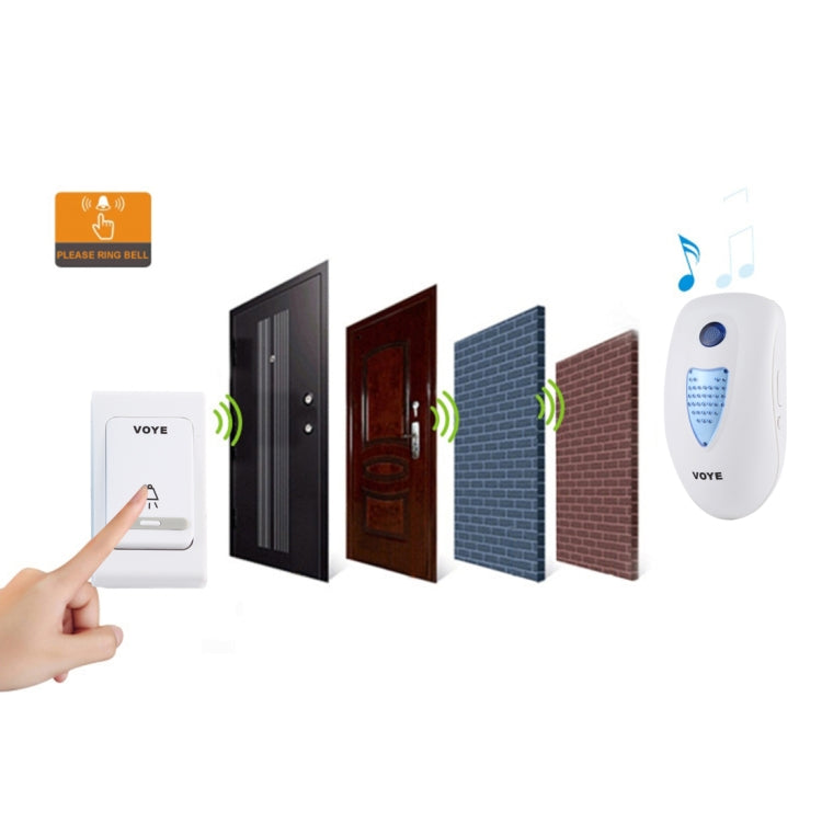 VOYE V003B Home Music Remote Control Wireless Doorbell with 38 Polyphony Sounds, US Plug (White) - Wireless Doorbell by VOYE | Online Shopping South Africa | PMc TechLife | Buy Now Pay Later Mobicred