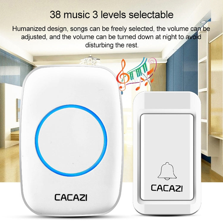 CACAZI A10G One Button Three Receivers Self-Powered Wireless Home Cordless Bell, UK Plug(Black) - Wireless Doorbell by CACAZI | Online Shopping South Africa | PMC Jewellery