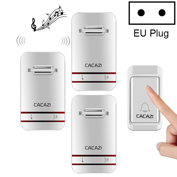 CACAZI V027G One Button Three Receivers Self-Powered Wireless Home Kinetic Electronic Doorbell, EU Plug - Wireless Doorbell by CACAZI | Online Shopping South Africa | PMC Jewellery | Buy Now Pay Later Mobicred