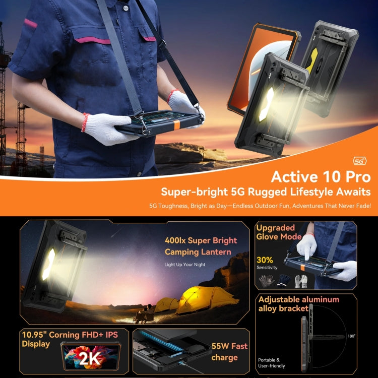 Blackview Active 10 Pro 5G Rugged Tablet, 12GB+256GB, 10.95 inch Android 14 Dimensity 7300 Octa Core, Global Version with Google Play (Black) - Blackview by Blackview | Online Shopping South Africa | PMC TechLife | Buy Now Pay Later Mobicred