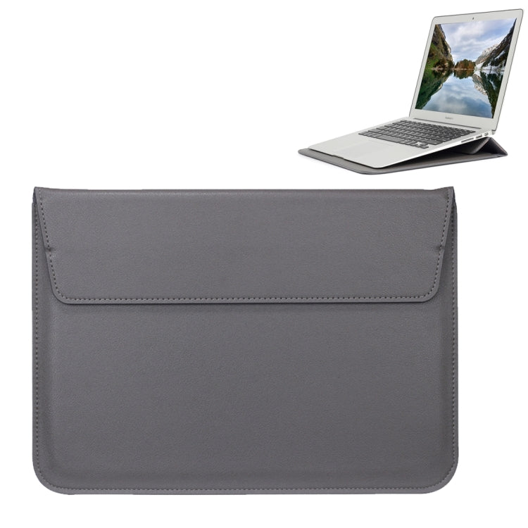 Universal Envelope Style PU Leather Case with Holder for Ultrathin Notebook Tablet PC 15.4 inch, Size: 39x28x1.5cm(Grey) - 15 inch by PMC TechLife | Online Shopping South Africa | PMC TechLife | Buy Now Pay Later Mobicred