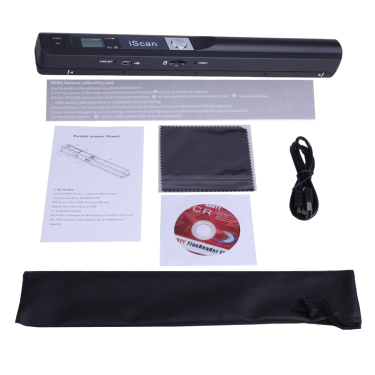 iScan01 Mobile Document Handheld Scanner with LED Display, A4 Contact Image Sensor(Black) - Portable Scanner by PMC TechLife | Online Shopping South Africa | PMC TechLife