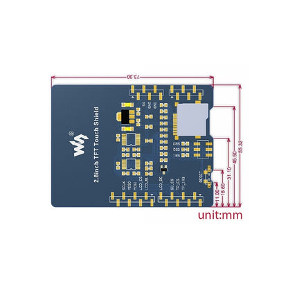 2.8 inch Touch LCD Shield for Arduino - Arduino Nucleo Accessories by Waveshare | Online Shopping South Africa | PMC Jewellery | Buy Now Pay Later Mobicred