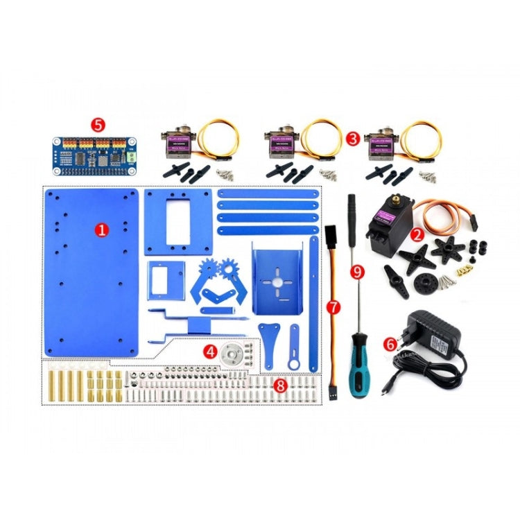 Waveshare 4-DOF Metal Robot Arm Kit for Raspberry Pi (Europe), Bluetooth / WiFi Remote Control, EU Plug - free shipping - PMC Jewellery - Order now!