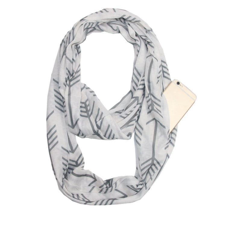 Multi-function Fashion Zip Pocket Design Scarf(White Gray Arrow) - Scarf by PMC Jewellery | Online Shopping South Africa | PMC Jewellery