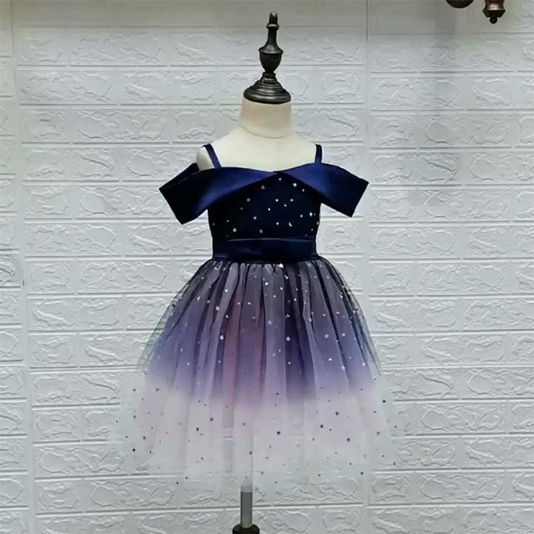 Girls One-shoulder Sequined Tutu Dress (Color:Blue Size:150) - Girl Clothing by PMC Jewellery | Online Shopping South Africa | PMC Jewellery