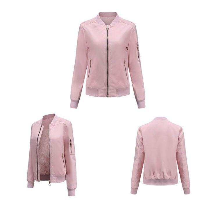 Autumn And Winter Thin Cotton Zipper Jacket Casual Coat For Women (Color:Pink Size:XL) - Jacket & Loose Coat by PMC Jewellery | Online Shopping South Africa | PMC Jewellery