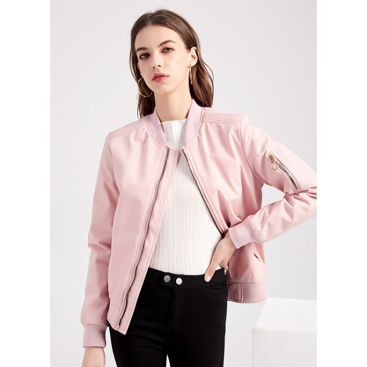 Autumn And Winter Thin Cotton Zipper Jacket Casual Coat For Women (Color:Pink Size:XL) - Jacket & Loose Coat by PMC Jewellery | Online Shopping South Africa | PMC Jewellery