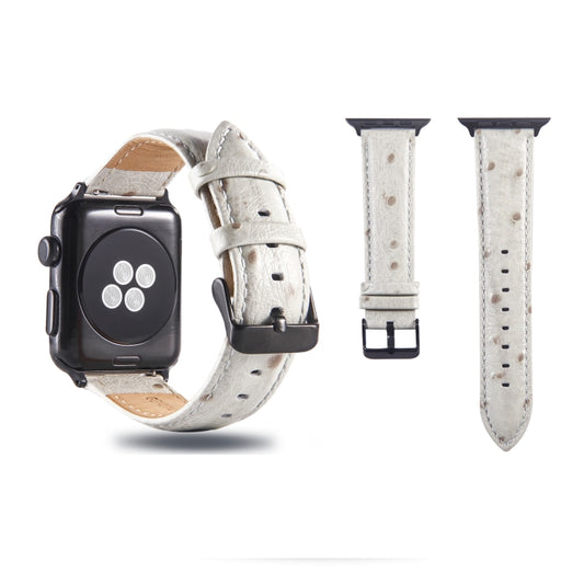 Ostrich Skin Texture Genuine Leather Wrist Watch Band for Apple Watch Series 3 & 2 & 1 38mm(White) - Watch Bands by PMC Jewellery | Online Shopping South Africa | PMC Jewellery | Buy Now Pay Later Mobicred