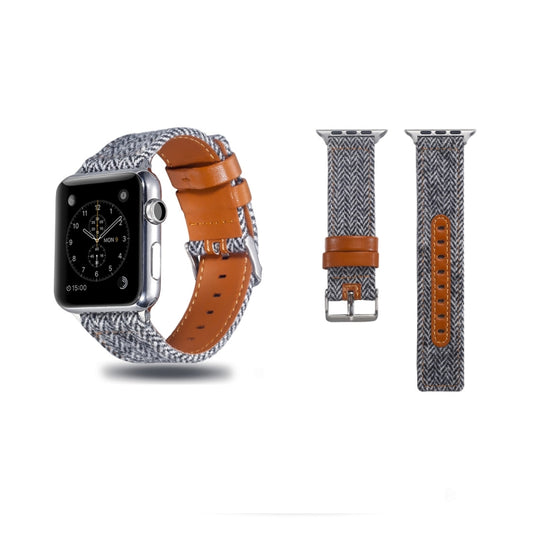 Cloth+ Top-grain Leather Wrist Watch Band for Apple Watch Ultra 49mm&Watch Ultra 2 49mm / Series 10 46mm / 9&8&7 45mm / SE 3&SE 2&6&SE&5&4 44mm / 3&2&1 42mm - Watch Bands by PMC Jewellery | Online Shopping South Africa | PMC Jewellery | Buy Now Pay Later Mobicred