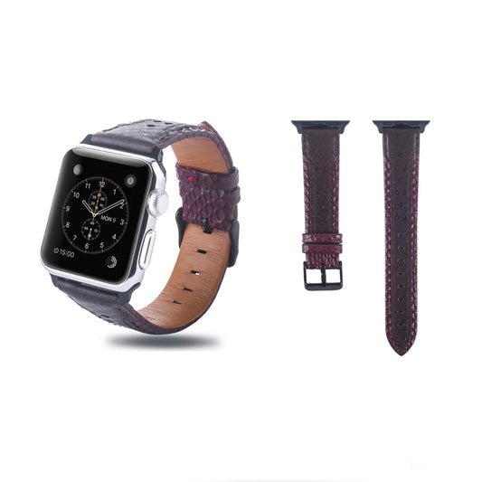 Square Hole Top-grain Leather Wrist Watch Band for Apple Watch Series 7 41mm / 6 & SE & 5 & 4 40mm / 3 & 2 & 1 38mm - Watch Bands by PMC Jewellery | Online Shopping South Africa | PMC Jewellery | Buy Now Pay Later Mobicred