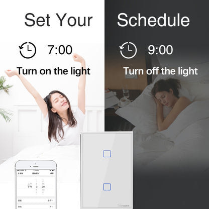 Sonoff T2 Touch 120mm Tempered Glass Panel Wall Switch Smart Home Light Touch Switch, Compatible with Alexa and Google Home, AC 100V-240V, US Plug - Smart Switch by PMC Jewellery | Online Shopping South Africa | PMC Jewellery