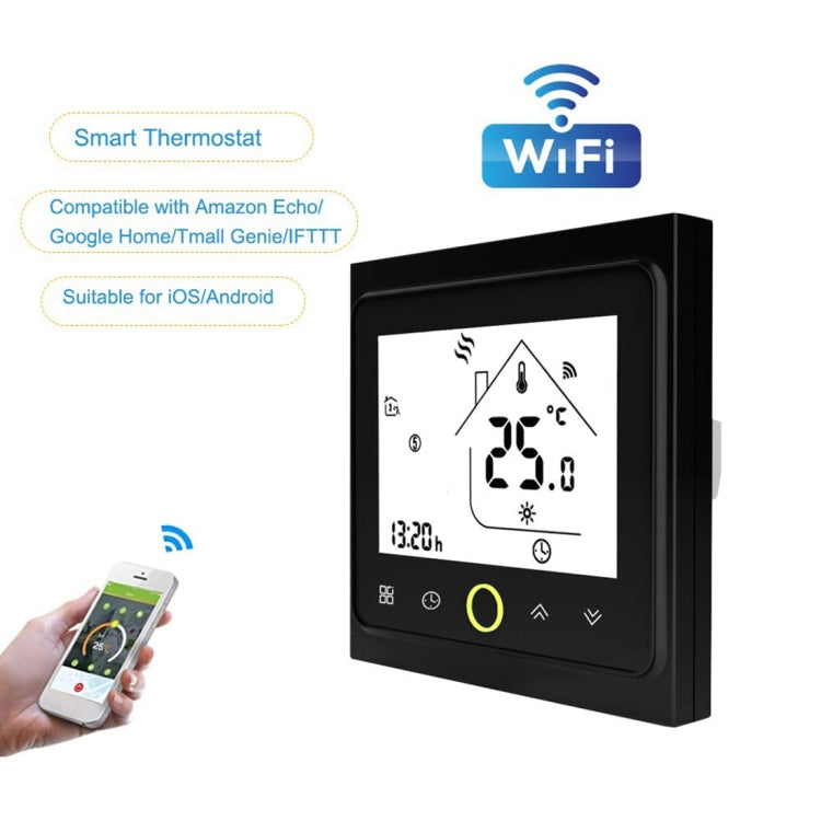 BHT-002GCLW 3A Load Water / Gas Boiler Type LCD Digital Heating Room Thermostat with Time Display, WiFi Control(Black) - Indoor Thermometer by PMC Jewellery | Online Shopping South Africa | PMC Jewellery