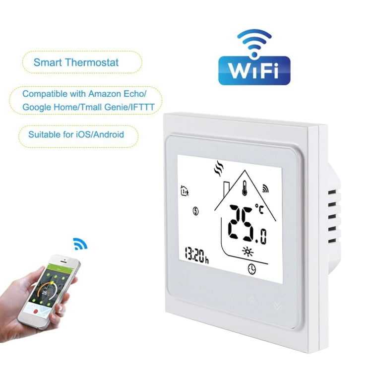 BHT-002GALW 3A Load Water Heating Type LCD Digital Heating Room Thermostat with Time Display, WiFi Control(White) - Indoor Thermometer by PMC Jewellery | Online Shopping South Africa | PMC Jewellery