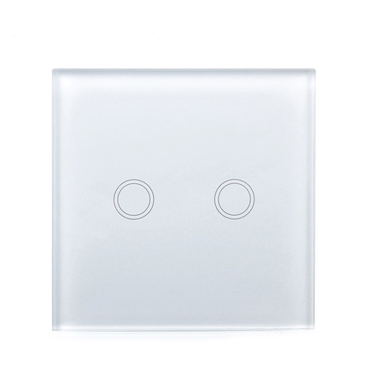 86mm 2 Gang Tempered Glass Panel Wall Switch Smart Home Light Touch Switch with RF433 Remote Controller, AC 110V-240V(White) - Smart Switch by PMC Jewellery | Online Shopping South Africa | PMC Jewellery