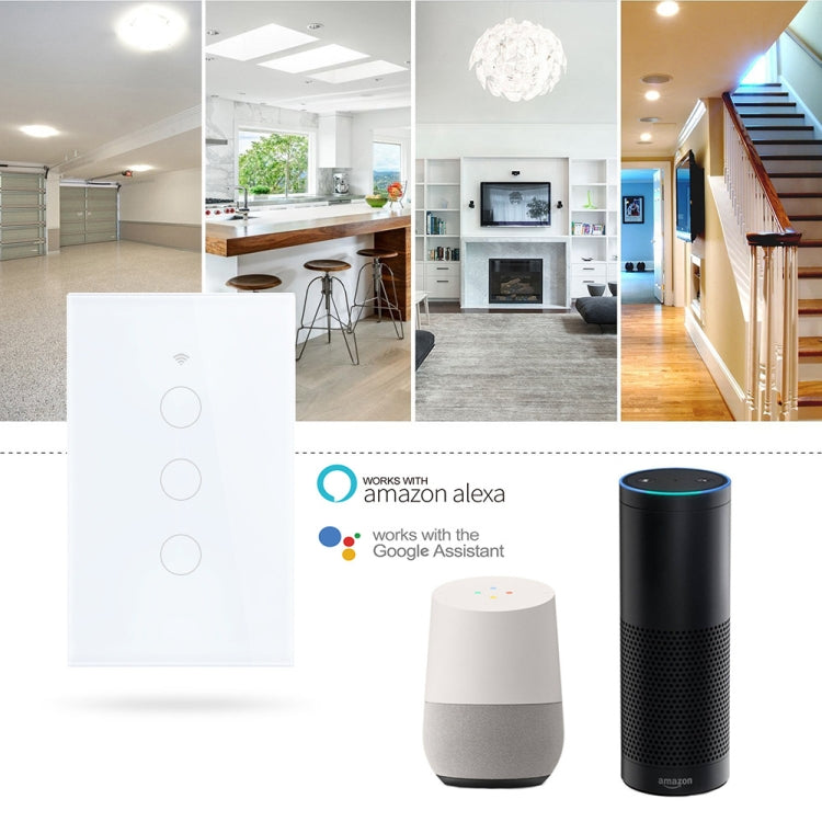 TC120 Wifi Smart Light Switch Glass Screen Touch Panel Voice Control Wireless Wall Switch Work with Alexa Echo / Google Home (Black) - Smart Switch by PMC TechLife | Online Shopping South Africa | PMC TechLife
