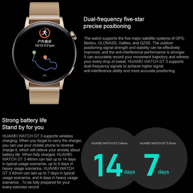 HUAWEI WATCH GT 3 Smart Watch 42mm Leather Wristband, 1.32 inch AMOLED Screen, Support Heart Rate Monitoring / GPS / 7-days Battery Life / NFC(White) - Wearable Devices by Huawei | Online Shopping South Africa | PMC Jewellery | Buy Now Pay Later Mobicred