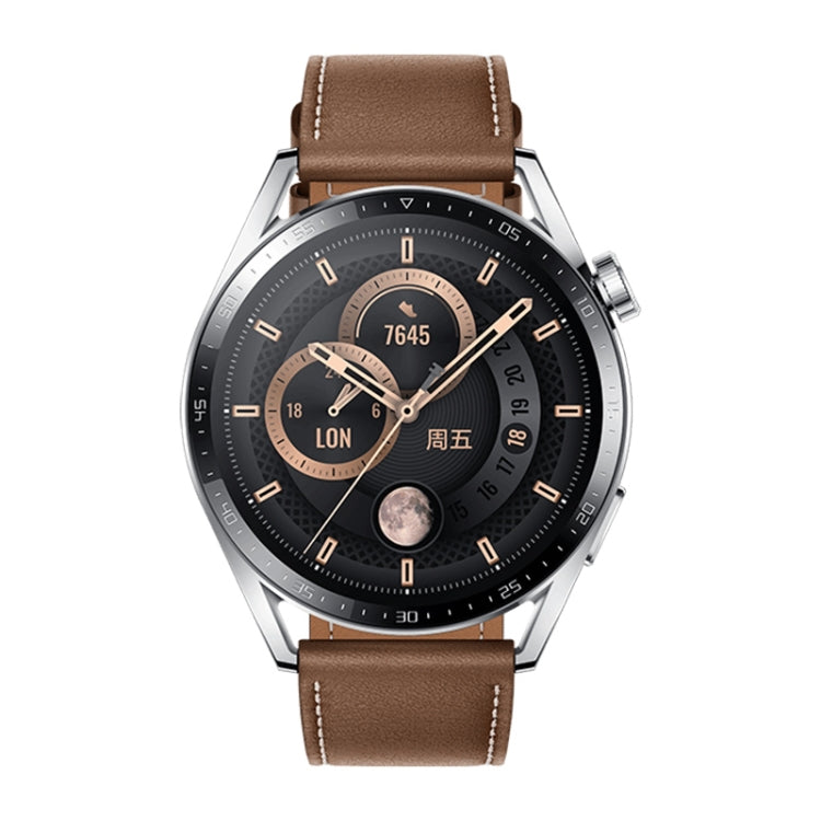 HUAWEI WATCH GT 3 Smart Watch 46mm Leather Wristband, 1.43 inch AMOLED Screen, Support Heart Rate Monitoring / GPS / 14-days Battery Life / NFC(Coffee) - Wearable Devices by Huawei | Online Shopping South Africa | PMC Jewellery | Buy Now Pay Later Mobicred