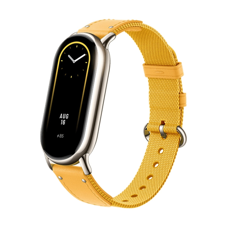 Original For Xiaomi Mi Band 8 Nylon Braided + Leather Watch Band(Yellow) - Watch Bands by Xiaomi | Online Shopping South Africa | PMC Jewellery | Buy Now Pay Later Mobicred