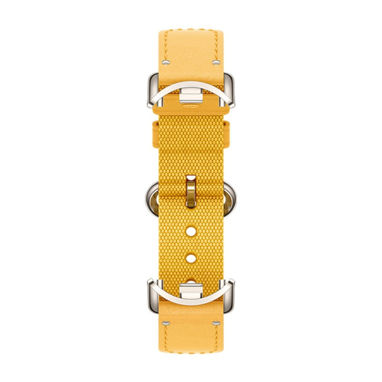 Original For Xiaomi Mi Band 8 Nylon Braided + Leather Watch Band(Yellow) - Watch Bands by Xiaomi | Online Shopping South Africa | PMC Jewellery | Buy Now Pay Later Mobicred