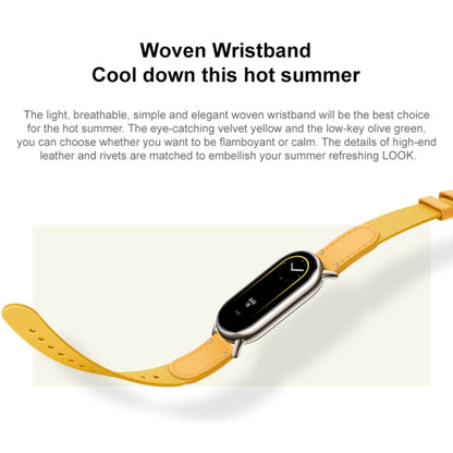 Original For Xiaomi Mi Band 8 Nylon Braided + Leather Watch Band(Yellow) - Watch Bands by Xiaomi | Online Shopping South Africa | PMC Jewellery | Buy Now Pay Later Mobicred