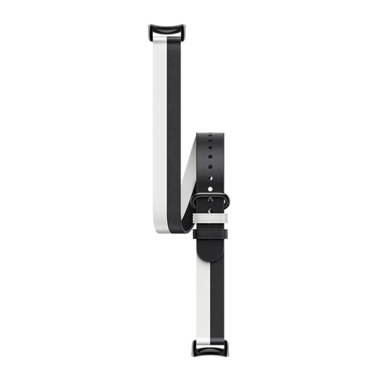 Original For Xiaomi Mi Band 8 Genuine Leather Double Loop Watch Band(Black White) - Watch Bands by Xiaomi | Online Shopping South Africa | PMC Jewellery | Buy Now Pay Later Mobicred