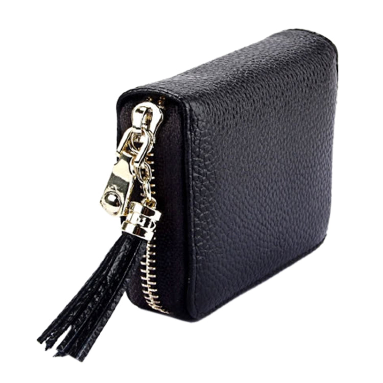 Genuine Cowhide Leather Solid Color Zipper Card Holder Wallet RFID Blocking Card Bag Protect Case Coin Purse with Tassel Pendant & 15 Card Slots for Women, Size: 11.1*7.6*3.5cm - Antimagnetic RFID Package by PMC Jewellery | Online Shopping South Africa | PMC Jewellery | Buy Now Pay Later Mobicred