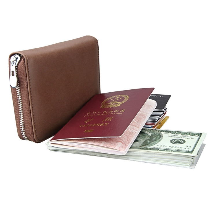 Antimagnetic RFID Multi-functional Genuine Leather Card Package(Coffee) - free shipping - PMC TechLife - Order now!