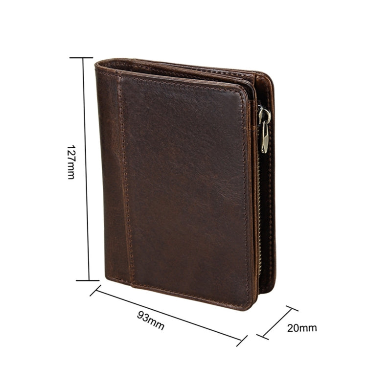 8231 Antimagnetic RFID Men Fashion Crazy Horse Textyure Genuine Leather Wallet Card Bag(Coffee) - Antimagnetic RFID Package by PMC Jewellery | Online Shopping South Africa | PMC Jewellery | Buy Now Pay Later Mobicred