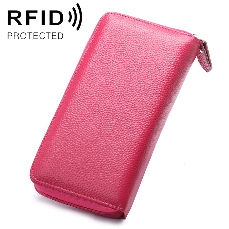 902 Antimagnetic RFID Litchi Texture Women Large Capacity Hand Wallet Purse Phone Bag with Card Slots(Rose Red) - Antimagnetic RFID Package by PMC Jewellery | Online Shopping South Africa | PMC Jewellery | Buy Now Pay Later Mobicred