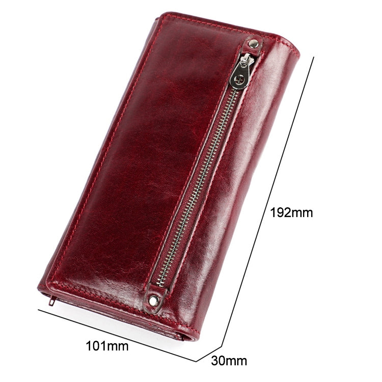3559 Antimagnetic RFID Multi-function Zipper Retro Top-grain Leather Lady Purse Wallet (Blue) - free shipping - PMC TechLife - Order now!