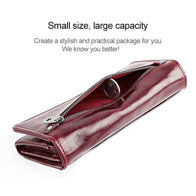 3559 Antimagnetic RFID Multi-function Zipper Retro Top-grain Leather Lady Purse Wallet (Blue) - free shipping - PMC TechLife - Order now!
