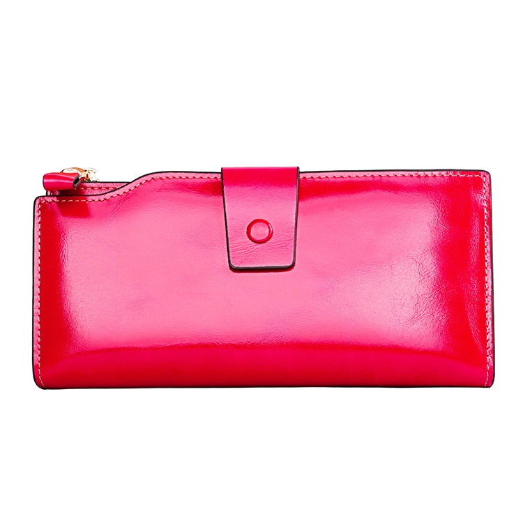 8236 Antimagnetic RFID Multi-function Oil Wax Leather Lady Wallet Large-capacity Purse (Rose Red) - free shipping - PMC TechLife - Order now!