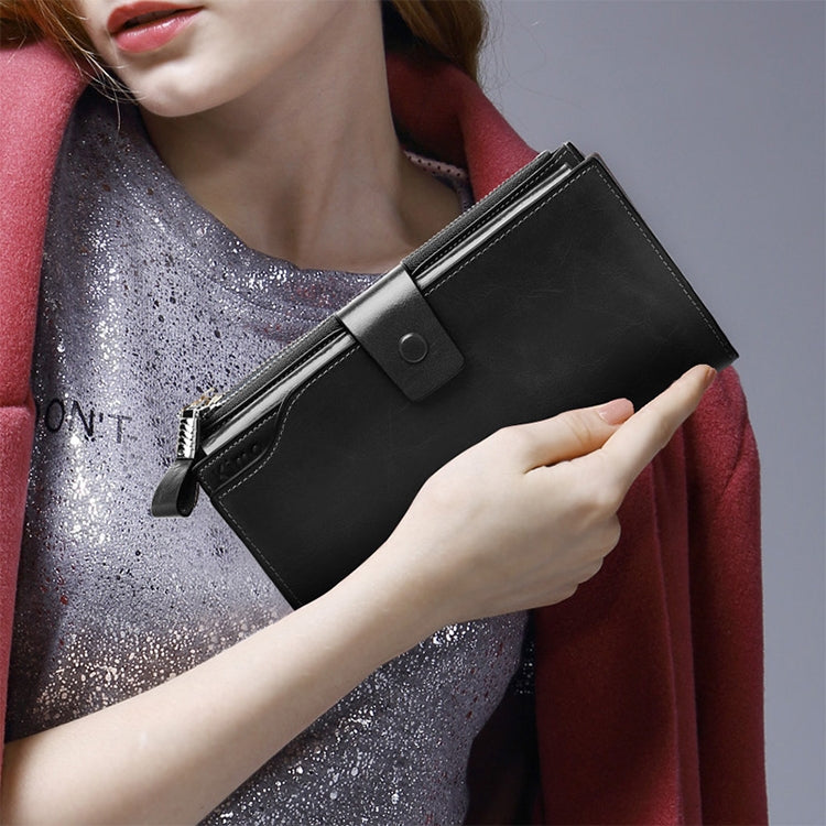 8236 Antimagnetic RFID Multi-function Oil Wax Leather Lady Wallet Large-capacity Purse (Rose Red) - free shipping - PMC TechLife - Order now!