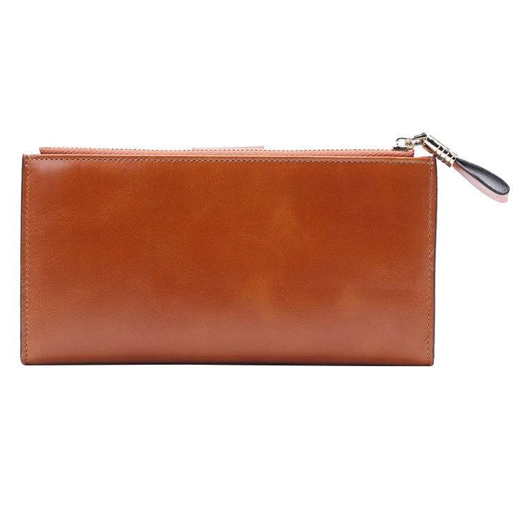 8236 Antimagnetic RFID Multi-function Oil Wax Leather Lady Wallet Large-capacity Purse (Yellow) - Antimagnetic RFID Package by PMC TechLife | Online Shopping South Africa | PMC TechLife | Buy Now Pay Later Mobicred