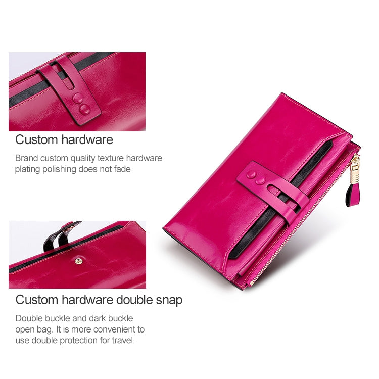 8239 Antimagnetic RFID Multi-function Leather Lady Wallet Large-capacity Purse with Detachable Card Holder(Rose Red) - Antimagnetic RFID Package by PMC Jewellery | Online Shopping South Africa | PMC Jewellery | Buy Now Pay Later Mobicred