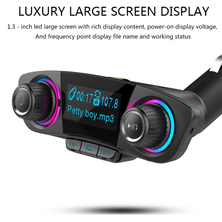 BT06 Dual USB Charging Smart Bluetooth 4.0 + EDR FM Transmitter MP3 Music Player Car Kit with 1.3 inch LED Screen, Support Bluetooth Call, TF Card & U Disk - Bluetooth Car Kits by PMC Jewellery | Online Shopping South Africa | PMC Jewellery | Buy Now Pay Later Mobicred