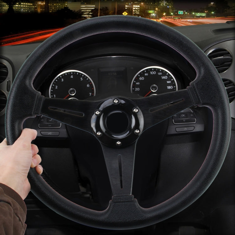 35cm PU Racing Sport Hand Wheel Car Modified Steering Wheel(Black) - Steering Wheel Accessories by PMC TechLife | Online Shopping South Africa | PMC TechLife | Buy Now Pay Later Mobicred