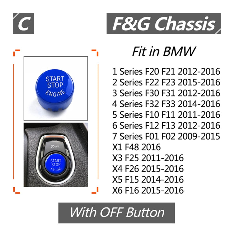 Car Engine Start Key Push Button Cover for BMW G / F Chassis,  with Start and Stop (Blue) - Decoration Rings by PMC Jewellery | Online Shopping South Africa | PMC Jewellery