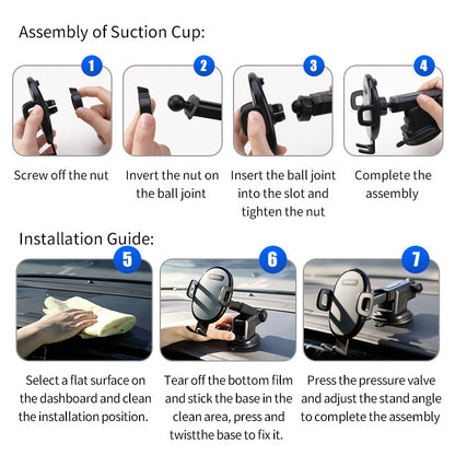 ROCK SPACE RAM0009 Suction Cup Retractable Rotating Mechanical Car Holder, Suitable for Phones within 66-102mm Width - Car Holders by ROCK | Online Shopping South Africa | PMC Jewellery