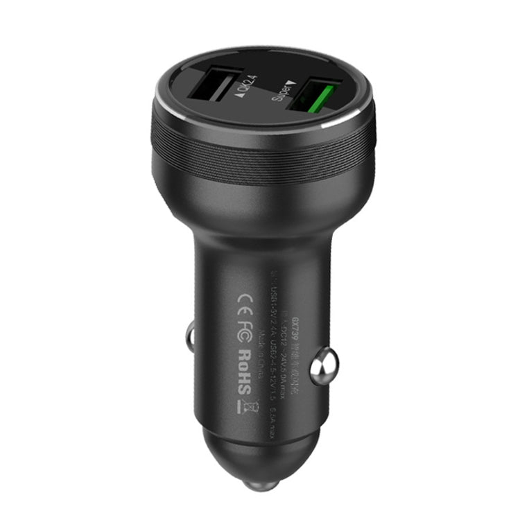 Dual USB 66W Car Flash Charger for OPPO / Huawei (Black) - Car Charger by PMC Jewellery | Online Shopping South Africa | PMC Jewellery