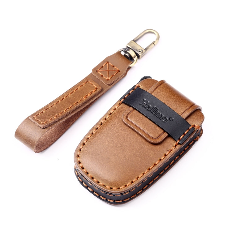 Hallmo Car Cowhide Leather Key Protective Cover Key Case for KIA K2 / K3 / K5 3-button(Black) - Car Key Cases by Hallmo | Online Shopping South Africa | PMC TechLife | Buy Now Pay Later Mobicred